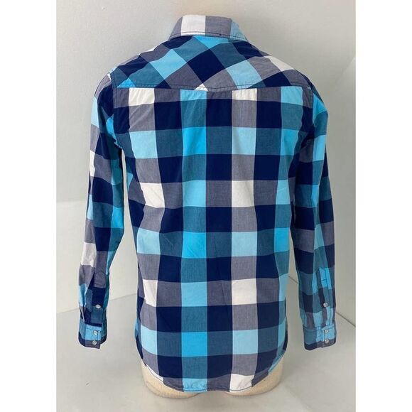 Chip & Pepper Checkered Blue Pearl Snap Shirt 100% Cotton - Men's Size Small - Picture 8 of 11